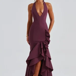 Veronique Robe Longue - Cherry Lacquer